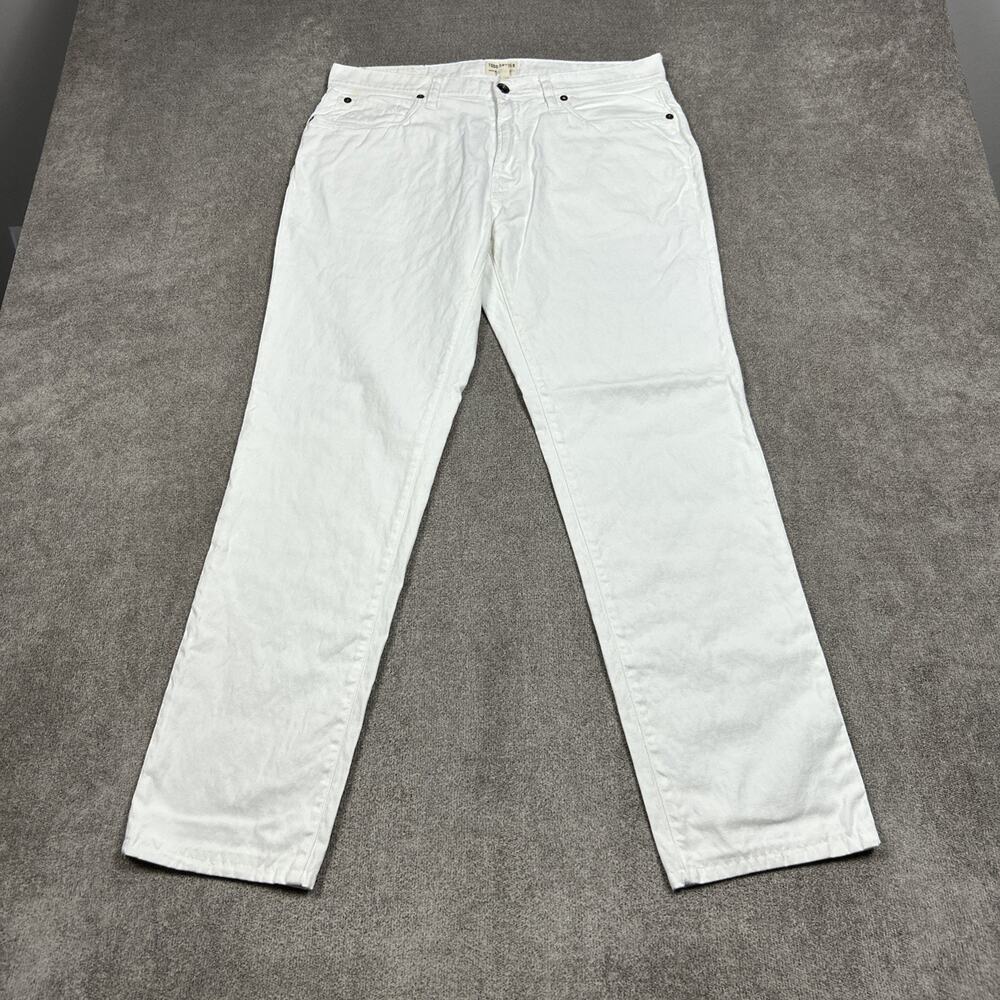 Todd Snyder Pants Men 32x34 (Measures 32x29) Slim Fit White Linen Blend 5 Pocket